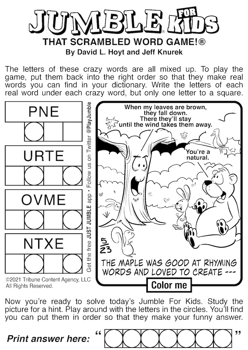 Free Jumble Puzzles For Kids And Adults | Boomer Magazine regarding Free Printable Jumble Games