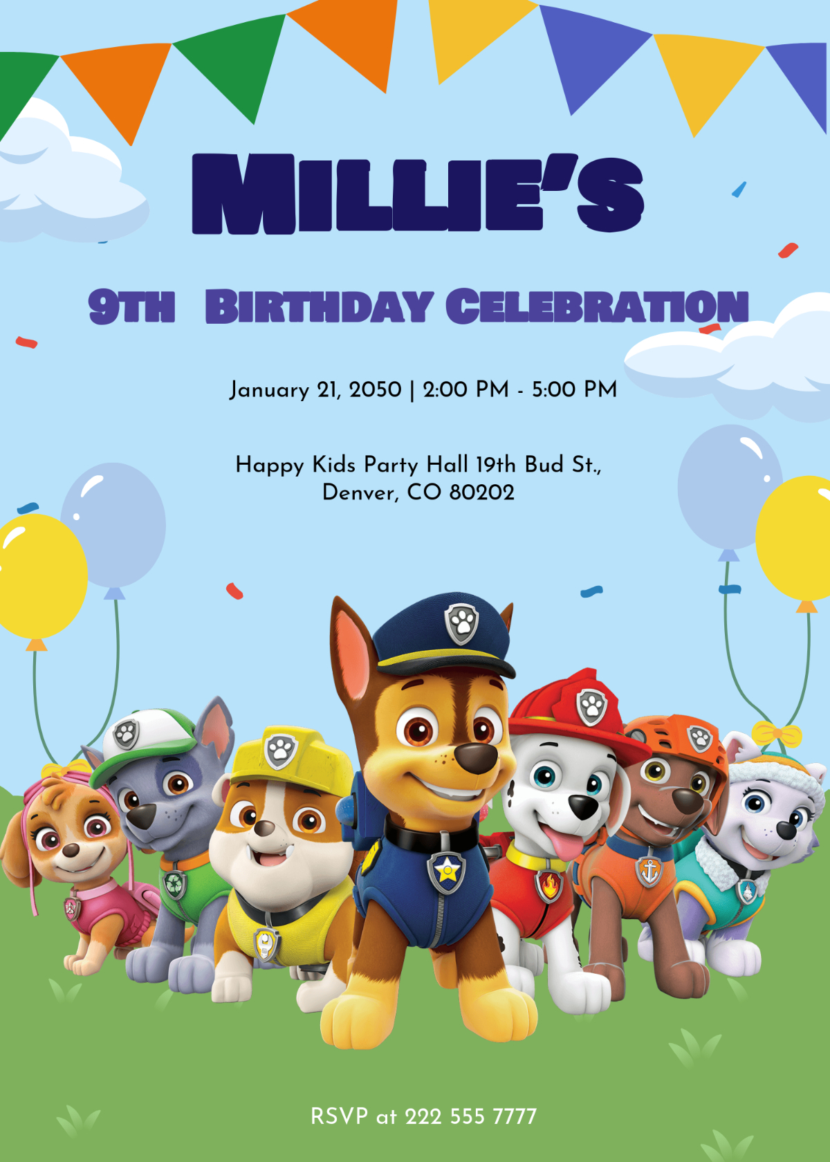 Free Paw Patrol Birthday Party Invitation Template To Edit Online for Free Paw Patrol Birthday Card Printables