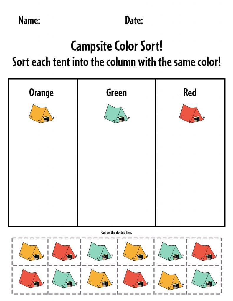 Free Preschool Camping Theme Worksheets! ⋆ The Hollydog Blog intended for Free Camping Printables For Preschool