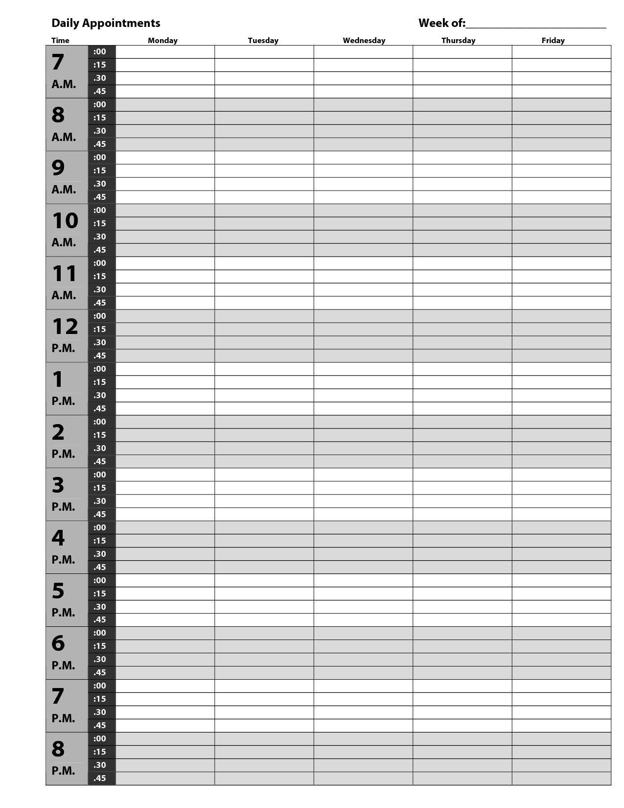 Free Printable 15 Minute Planner - Worksheets Library intended for Free Printable Weekly Planner 15 Minute Intervals