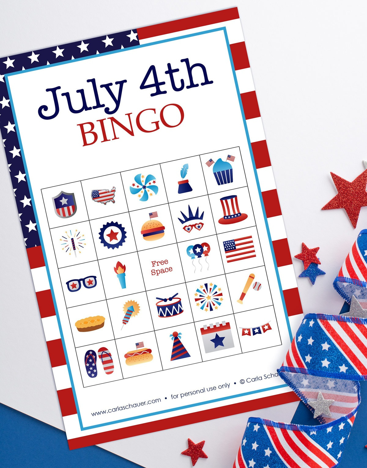 Free Printable 4Th Of July Bingo Cards - Carla Schauer Designs with regard to 4Th Of July Bingo Cards Printable Free