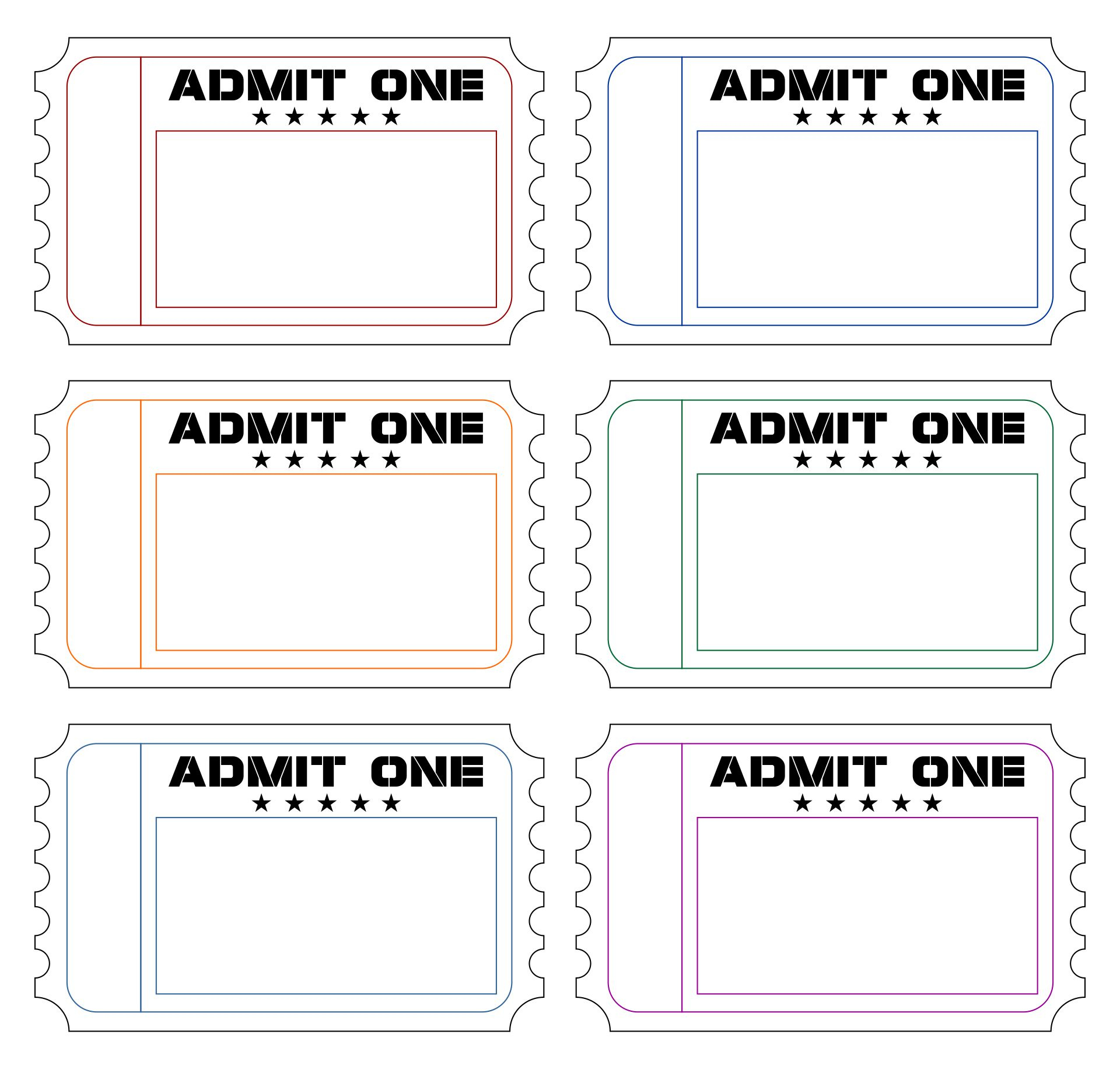 Free Printable Admit One Ticket Templates - Blank Downloadable with regard to Admit One Ticket Printable Free