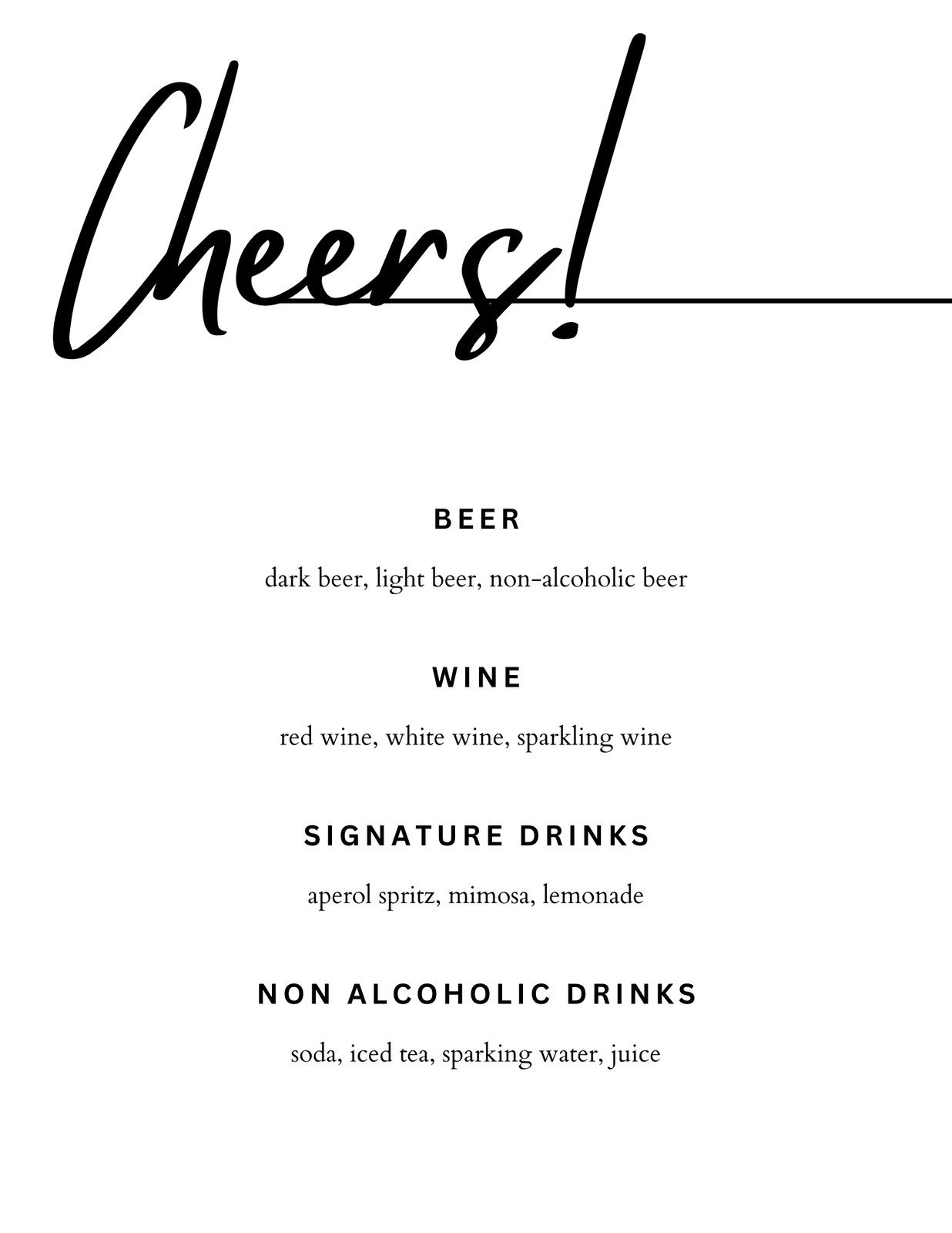 Free Printable And Customizable Cocktail Menu Templates | Canva with Free Printable Signature Drink Sign