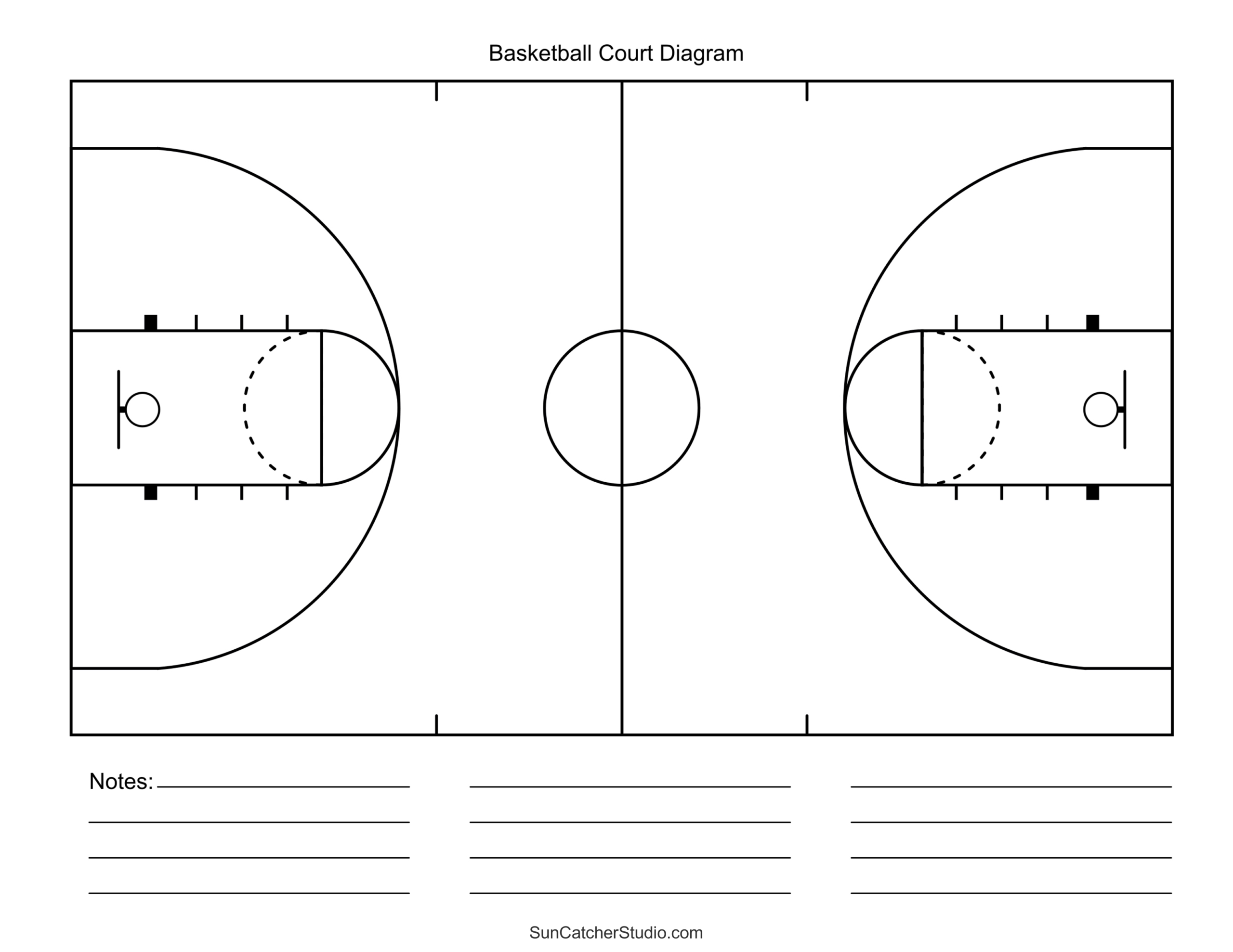 Free Printable Basketball Court Diagrams &amp;amp; Layout – Free in Free Printable Basketball Court Diagrams