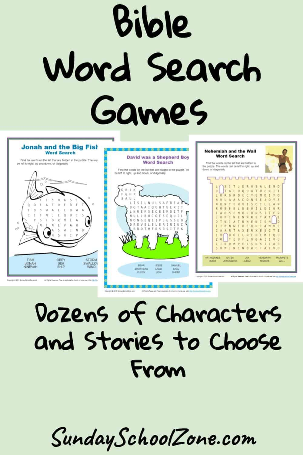 Free, Printable Bible Word Search Activities On Sunday School Zone within Free Printable Bible Word Games