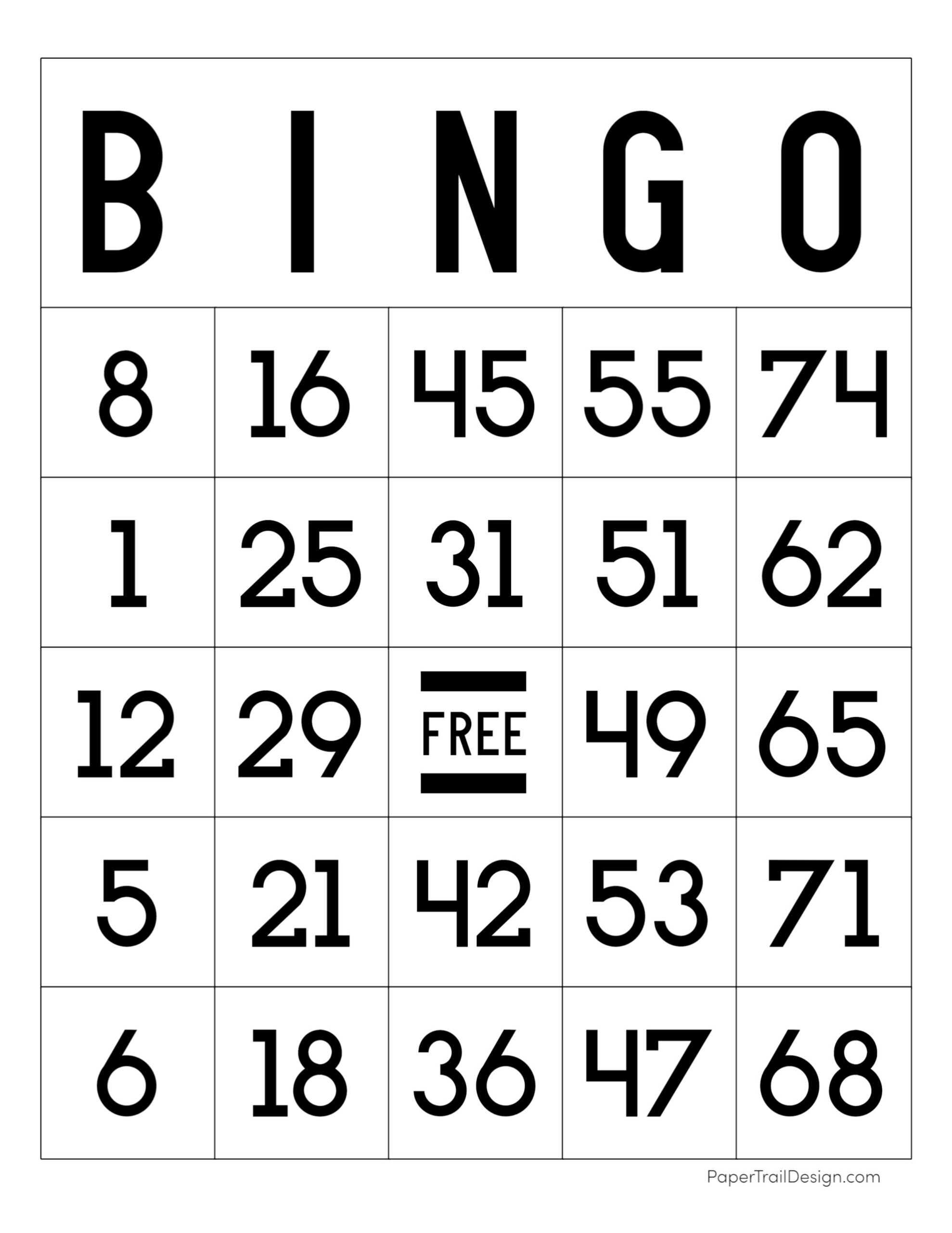 Free Printable Bingo Cards - Paper Trail Design intended for Free Printable Bingo Patterns For Adults