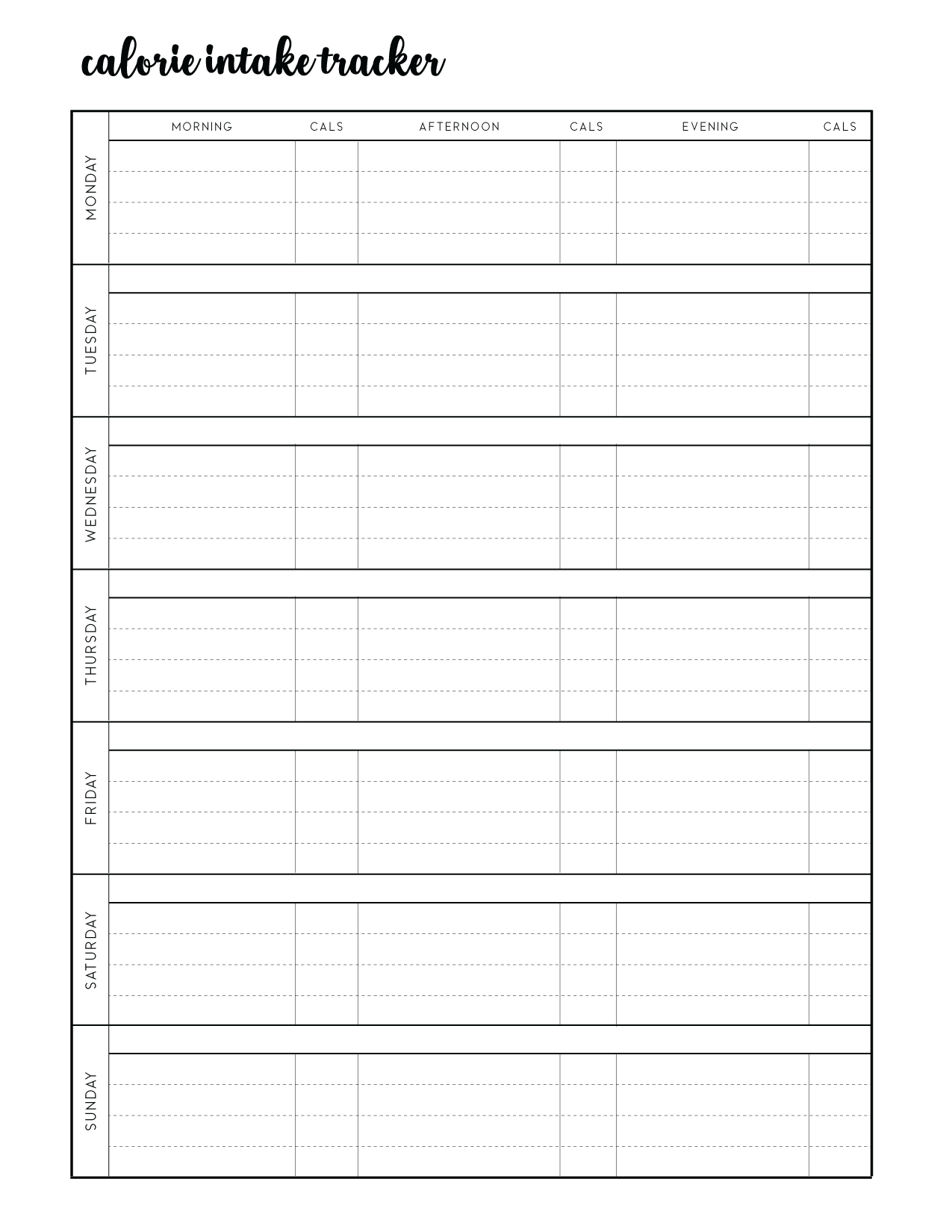 Free Printable Calorie Tracker - World Of Printables intended for Free Printable Calorie Chart