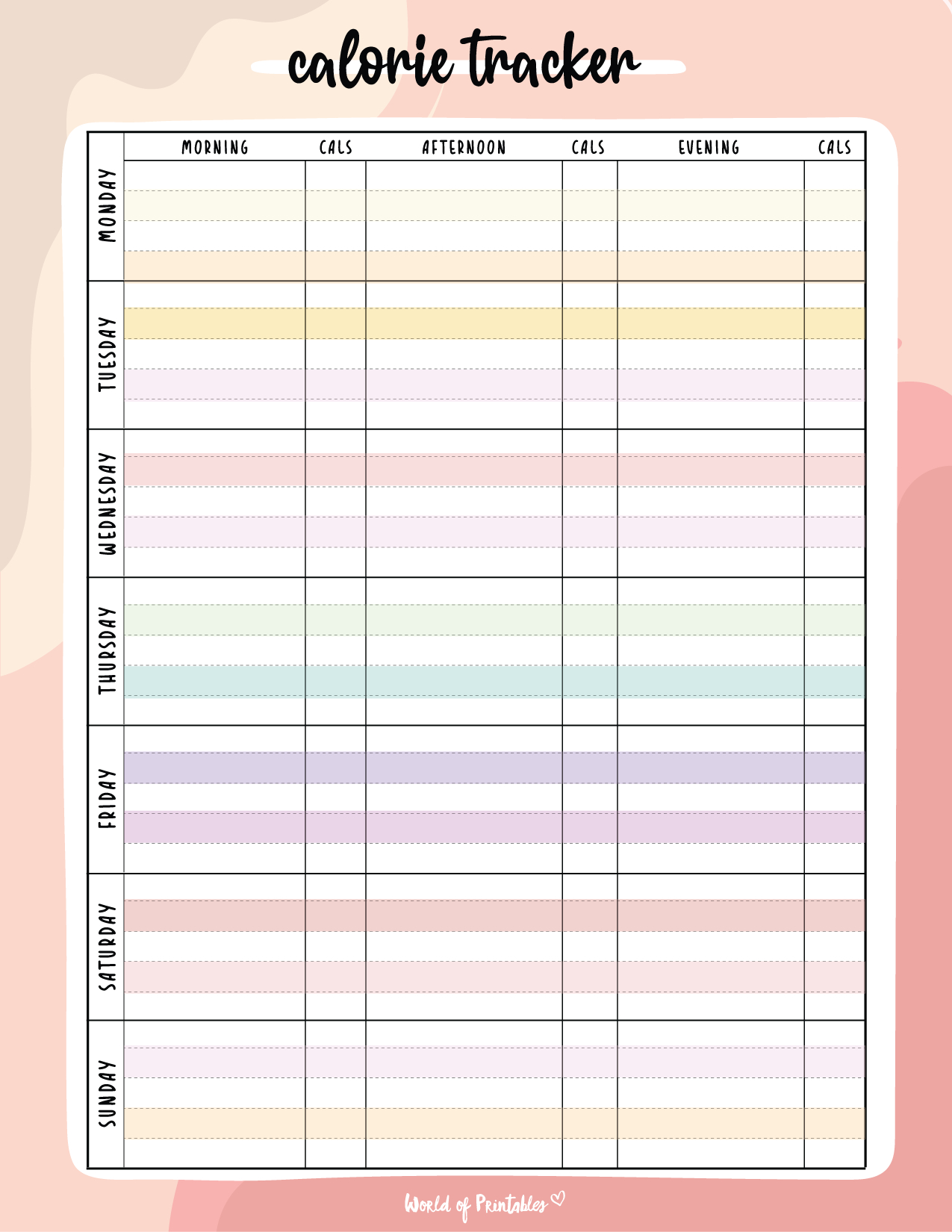 Free Printable Calorie Tracker - World Of Printables throughout Free Printable Calorie Chart