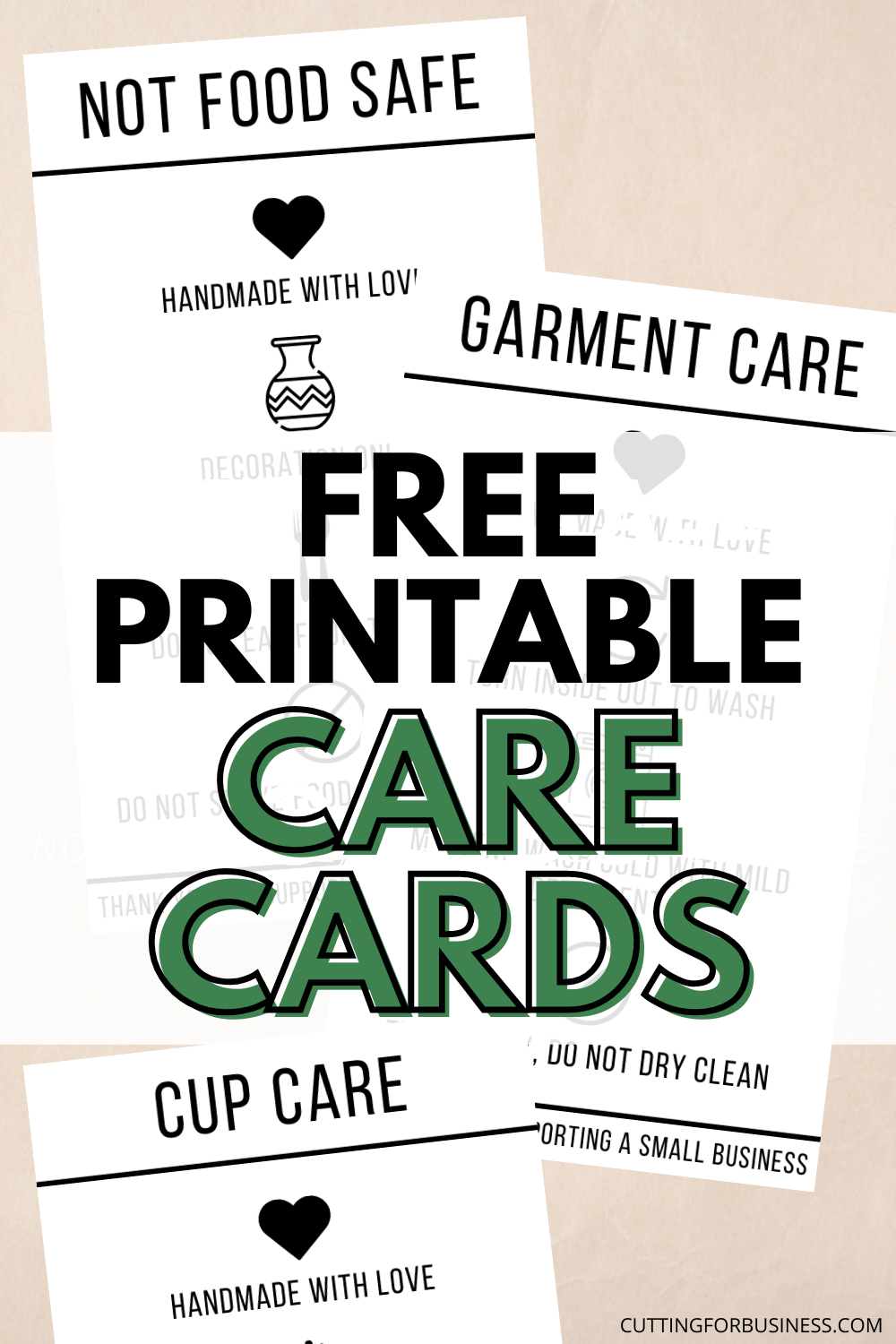 Free Printable Care Cards For Your Craft Business - Cutting For for Free Printable Tumbler Care Cards