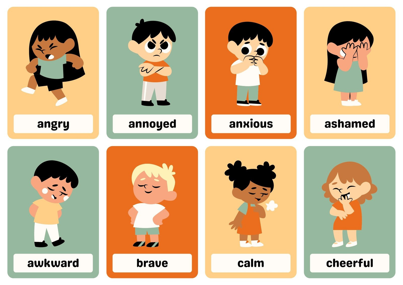 Free Printable Custom Emotions Flashcard Templates | Canva for Free Printable Emotion Cards For Autism