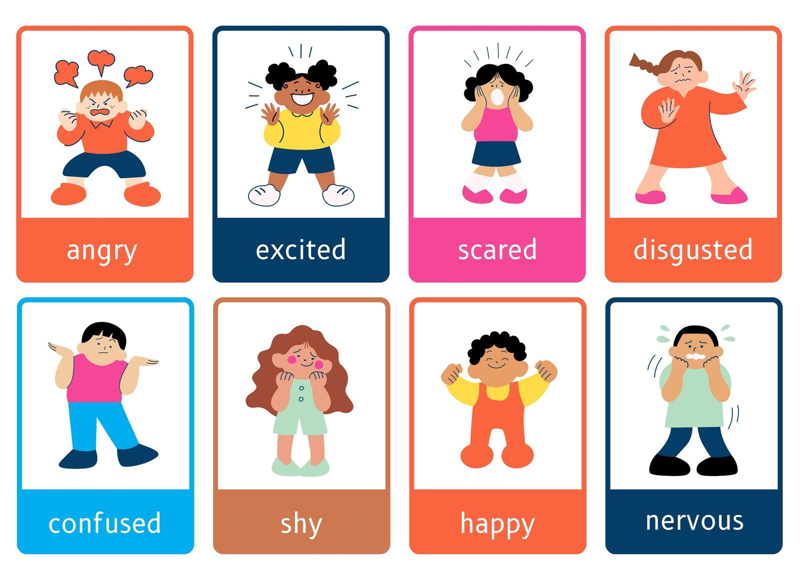 Free Printable Custom Emotions Flashcard Templates | Canva throughout Free Printable Emotion Cards For Autism