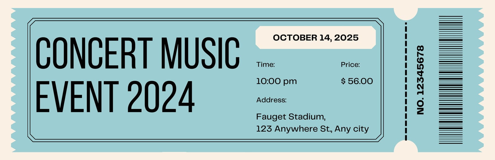 Free, Printable, Customizable Concert Ticket Templates | Canva for Free Concert Ticket Printable