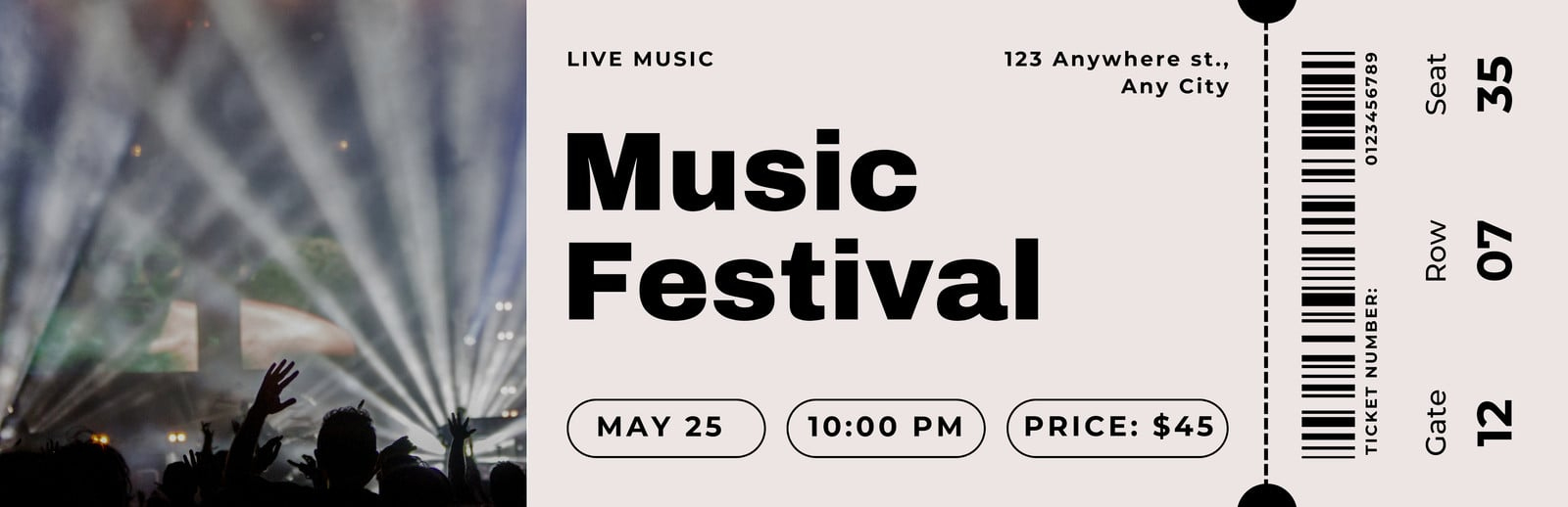 Free, Printable, Customizable Concert Ticket Templates | Canva pertaining to Free Concert Ticket Printable