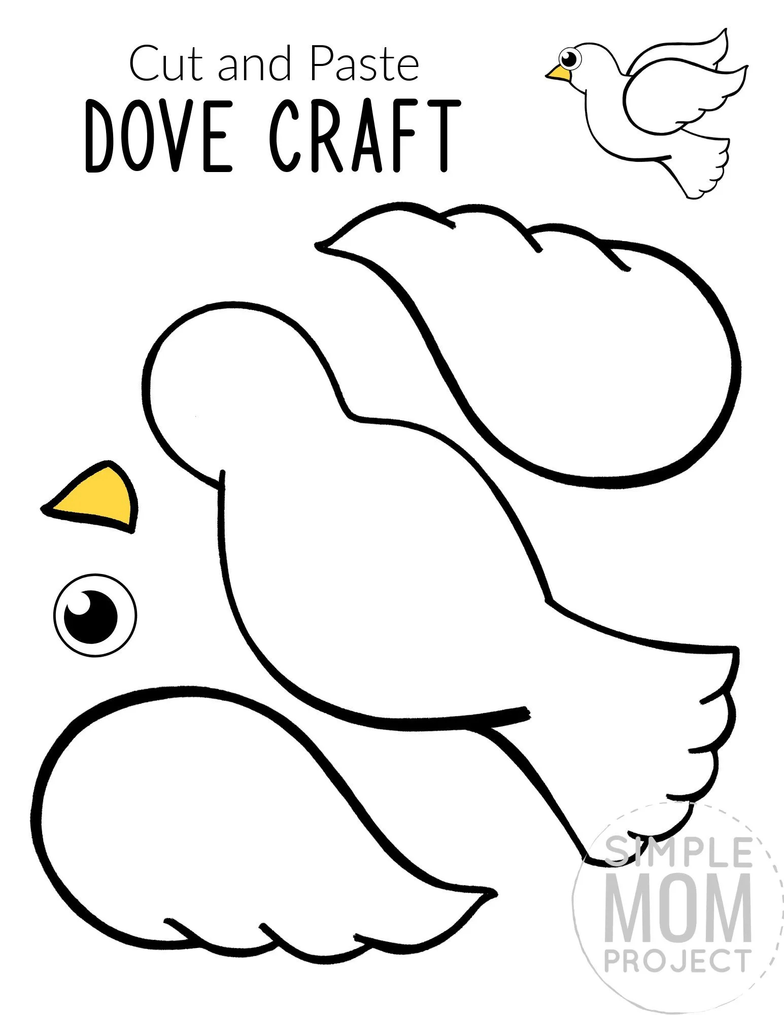 Free Printable Cut And Paste Dove Craft For Kids With Dove with regard to Free Printable Dove Template