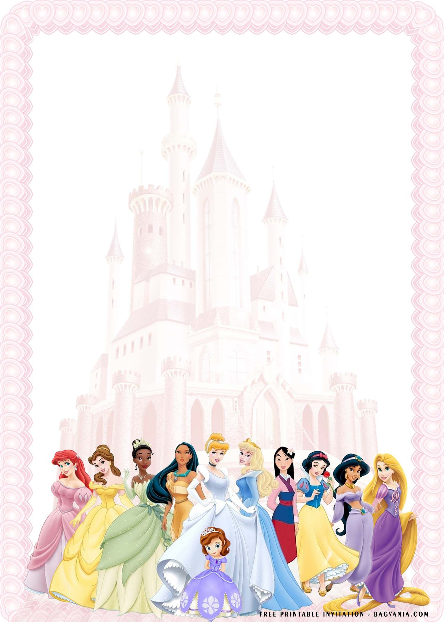 Free Printable) – Cute Disney Princess Birthday Invitation pertaining to Disney Free Printable Birthday Cards