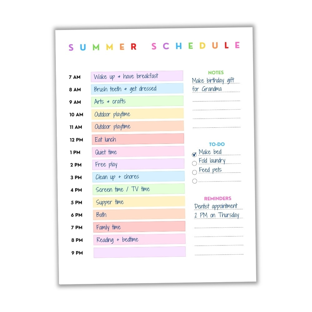 Free Printable Daily &amp;amp; Weekly Summer Schedule For Kids (+ Bonus pertaining to Free Summer Schedule Template