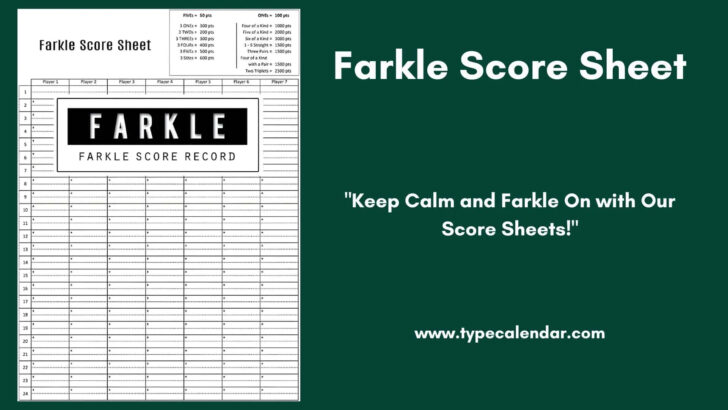 Farkle Score Card Printable Free
