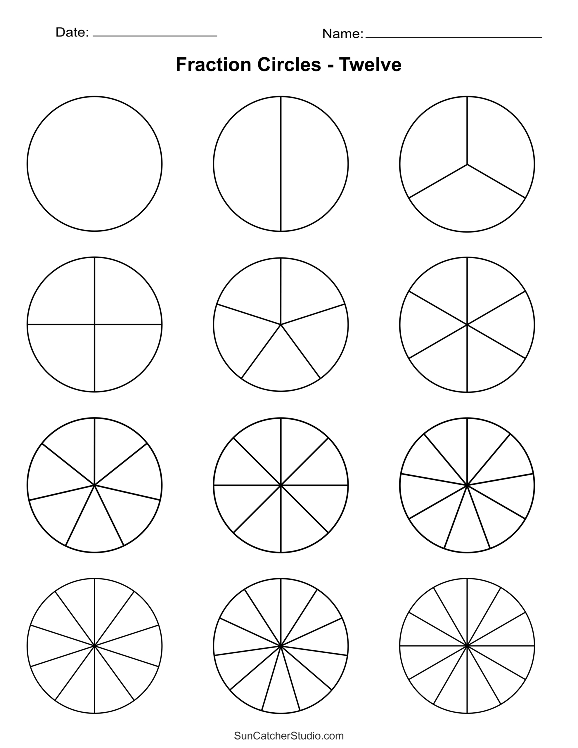 Free Printable Fraction Circles Templates And Worksheets – Free intended for Free Printable Blank Fraction Circles