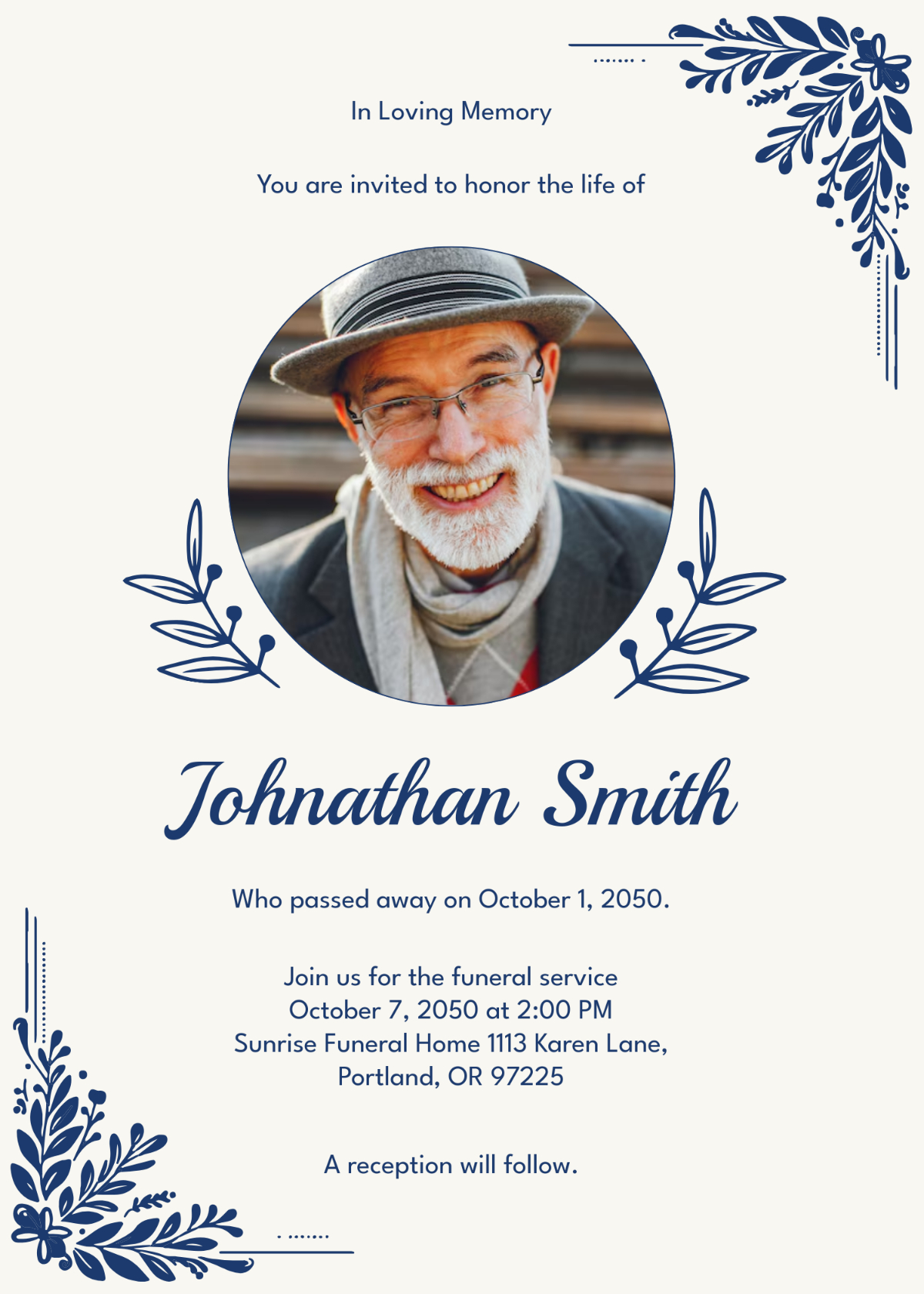 Free Printable Funeral Invitation Template To Edit Online for Free Funeral Invitation Template
