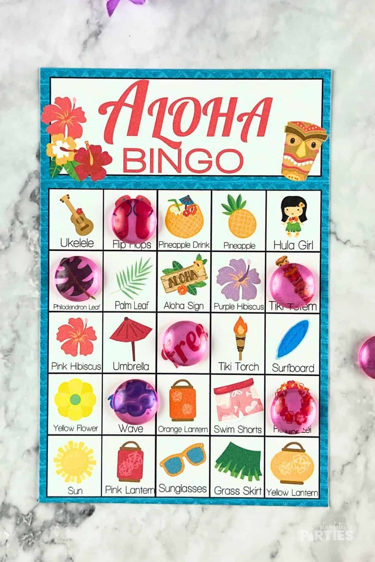 Free Printable Luau Bingo Cards in Free Printable Hawaiian Bingo Cards