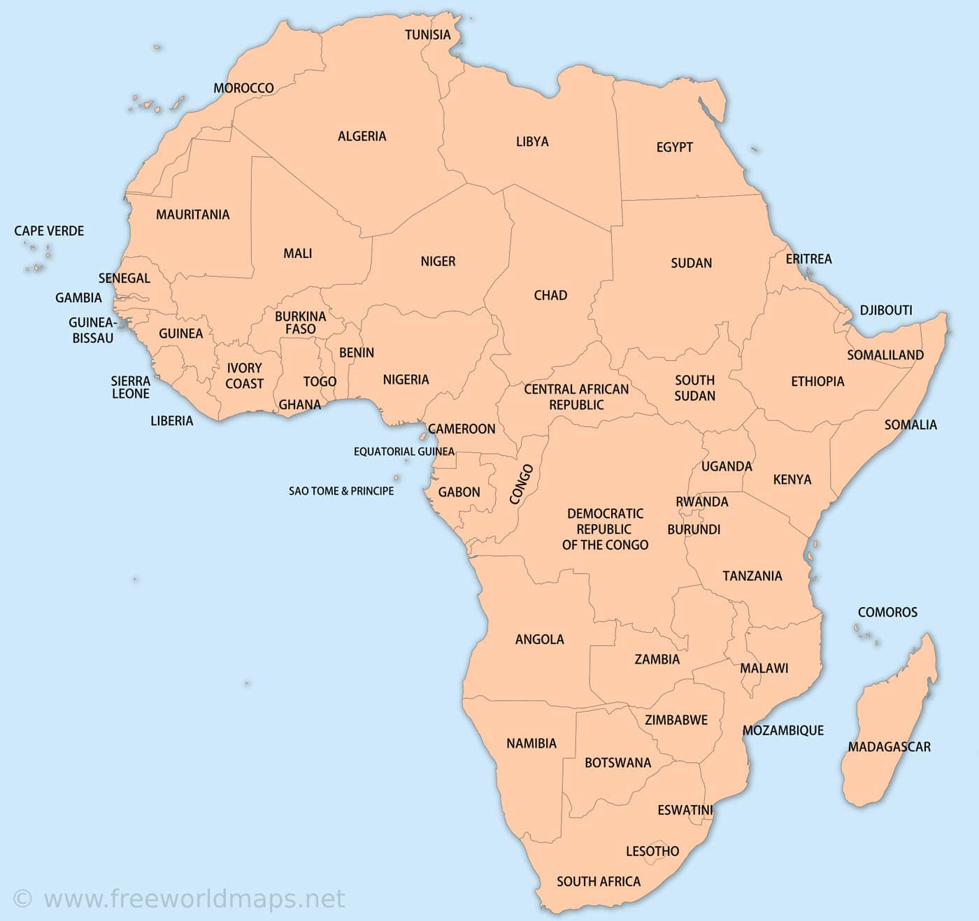 Free Printable Maps Of Africa pertaining to Free Printable Map of Africa