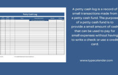Free Printable Petty Cash Log Templates [Excel, Word, Pdf] pertaining to Petty Cash Log Template Free Download