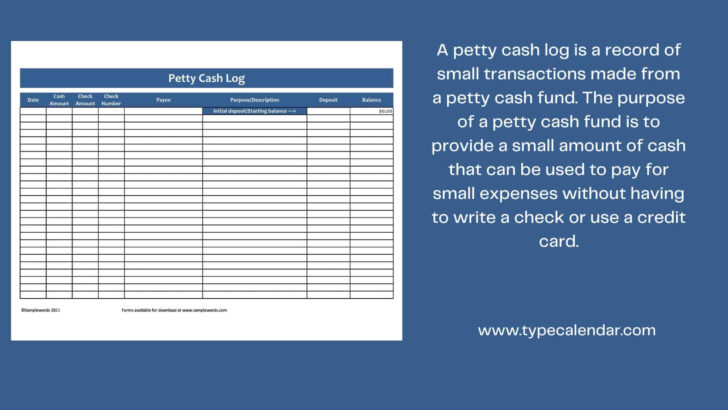 Petty Cash Log Template Free Download