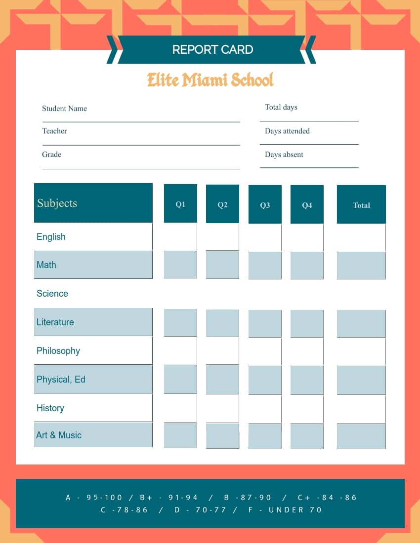 Free &amp;amp; Printable Report Card Templates | Visme in Free Printable Student Information Cards