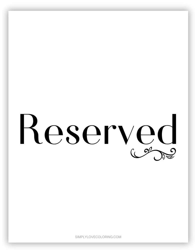 Free Printable Reserved Sign (Free Pdf Download) - Simply Love in Free Printable Reserved Signs