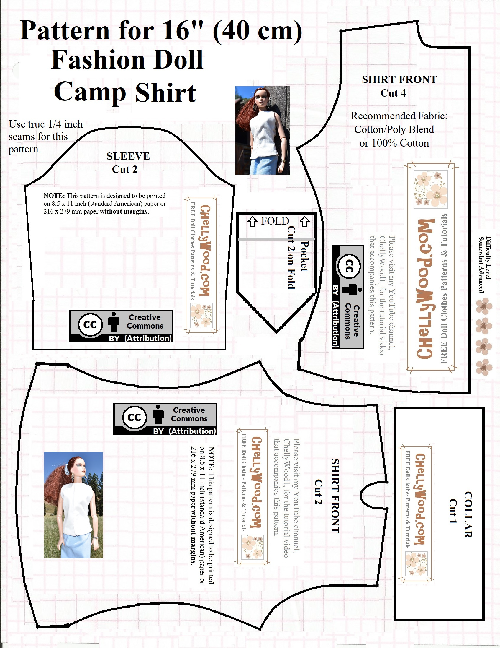 Free Printable #Sewing Pattern For 16″ Or 17″ #Dolls&amp;#039; Camp Shirt pertaining to Free Printable 16 Inch Doll Clothes Patterns