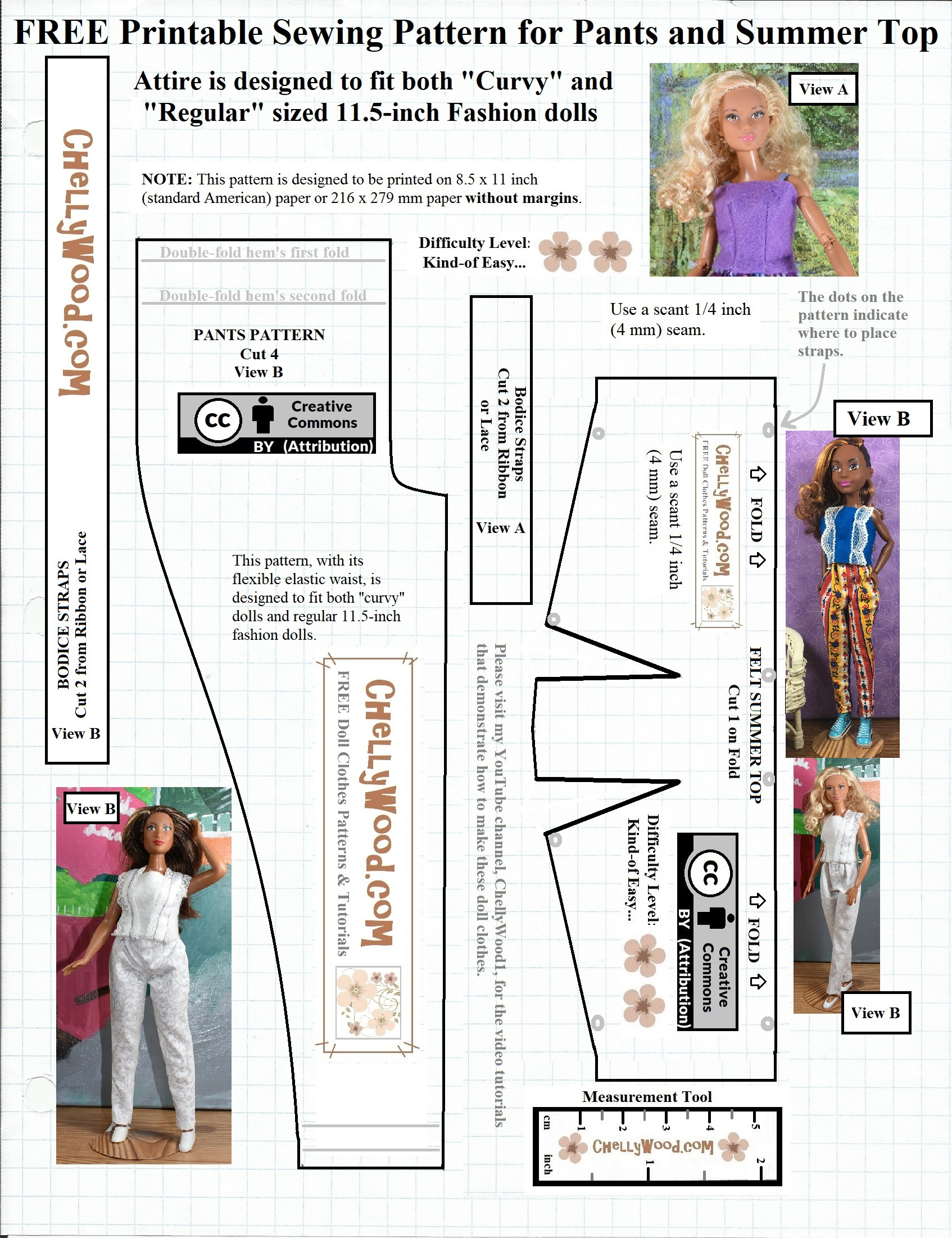 Free Printable Sewing Pattern For #Dolls&amp;#039; #Felt Shirt @ Chellywood in Free Printable Top Patterns