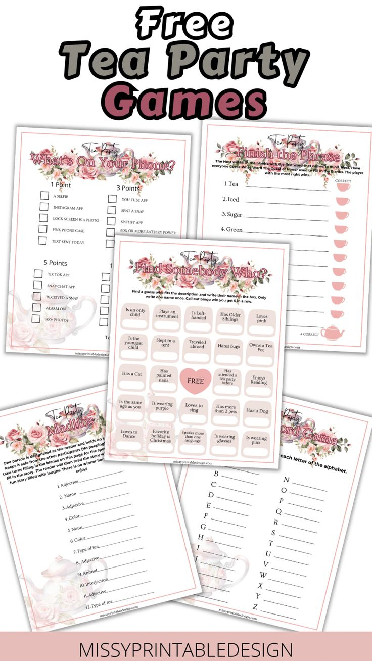 Free Printable Tea Party Games - Missyprintabledesign with regard to Free Printable Tea Party Games For Adults