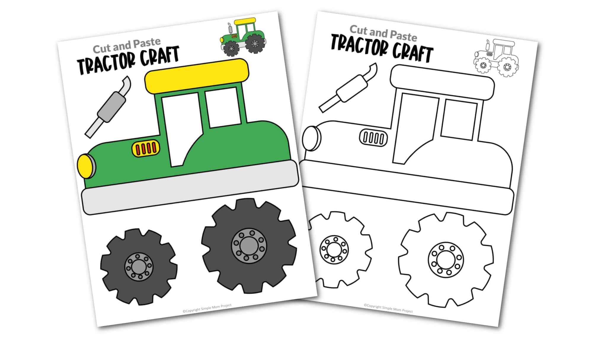 Free Printable Tractor Craft Template – Simple Mom Project for Free Printable Tractor Stencils