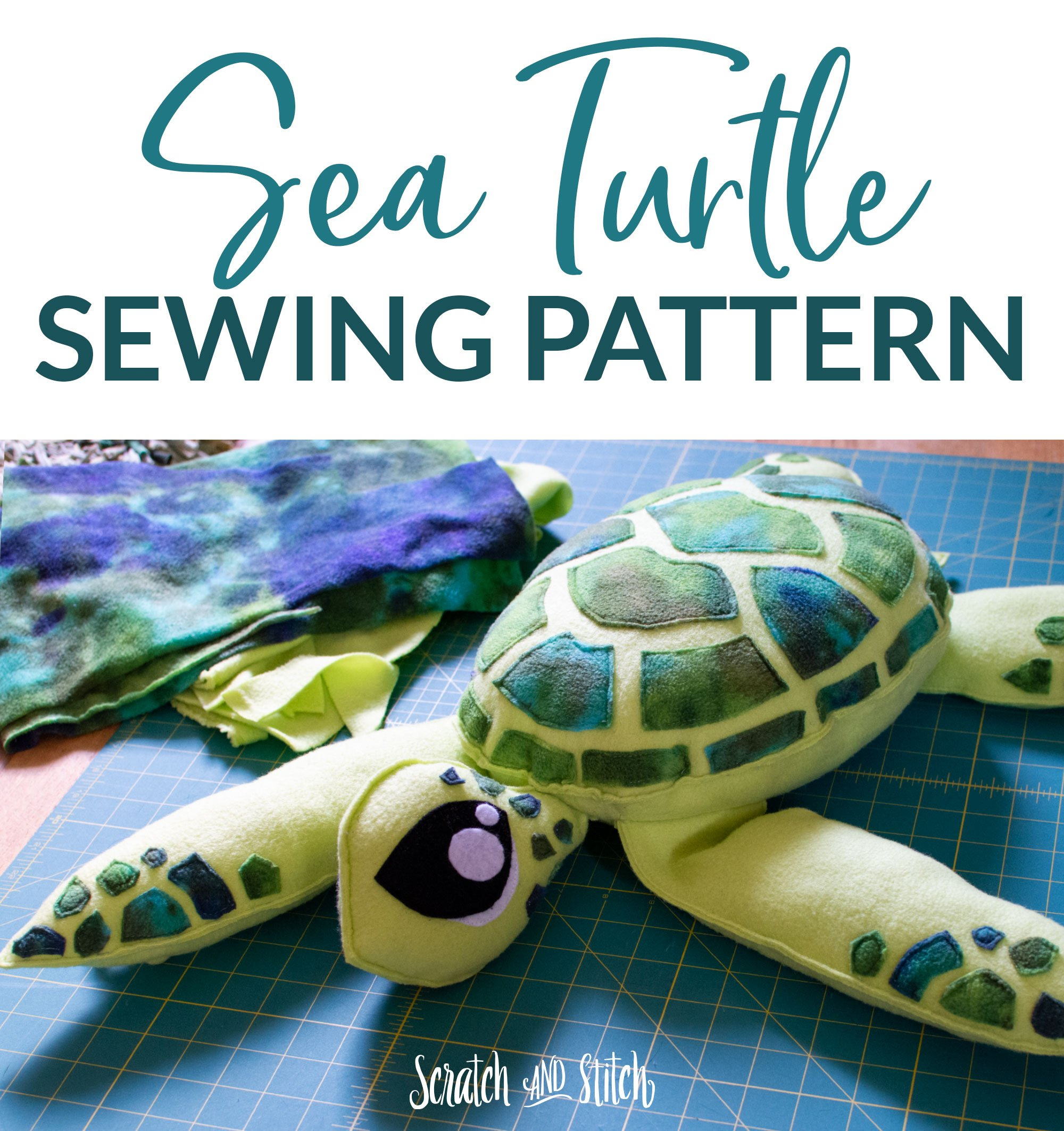 Free Sewing Pattern | Stuffed Sea Turtle | Scratch And Stitch within Free Printable Turtle Sewing Patterns