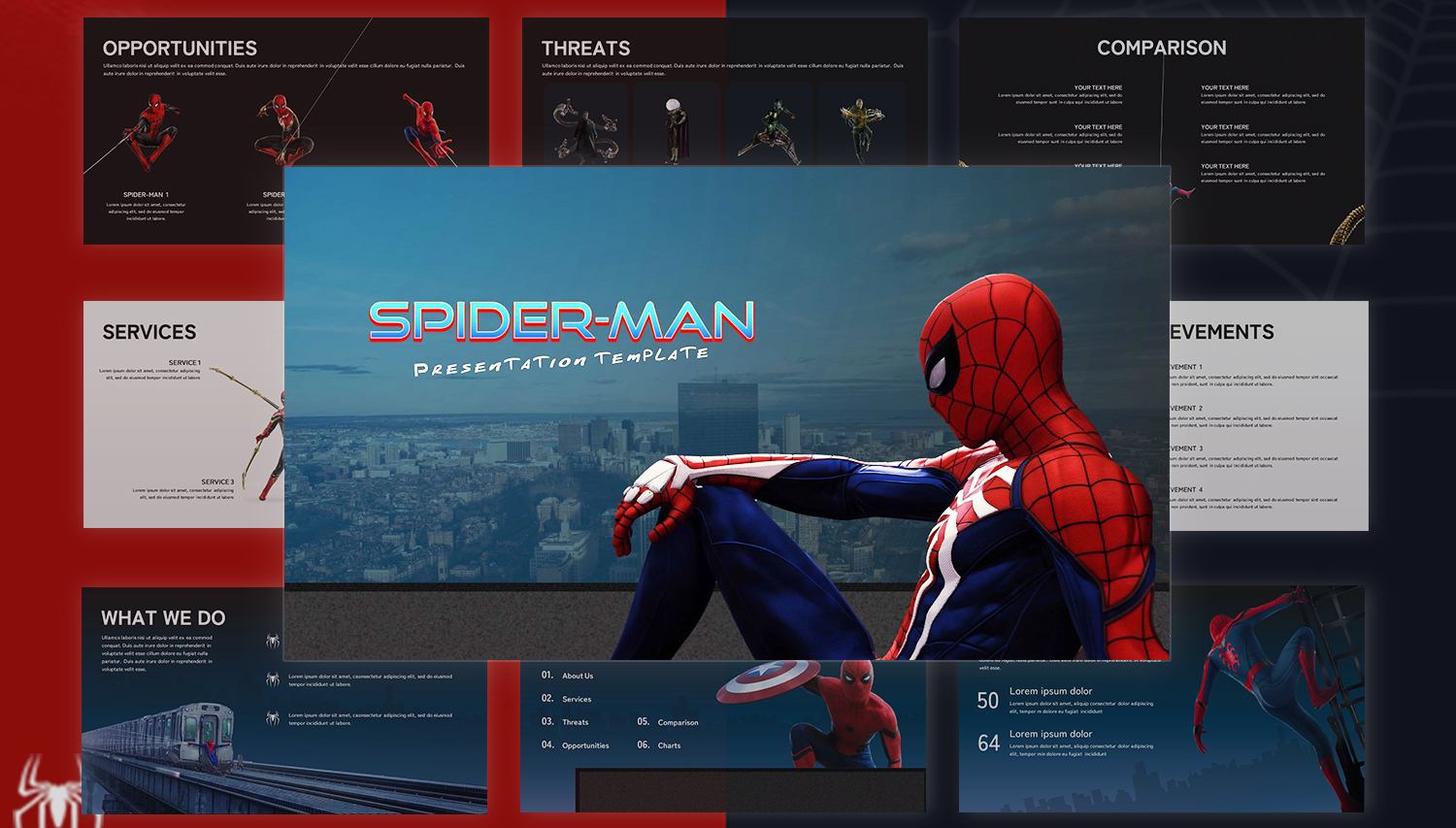 Free Spider Man Template Powerpoint &amp;amp; Google Slides for Free Spiderman Template