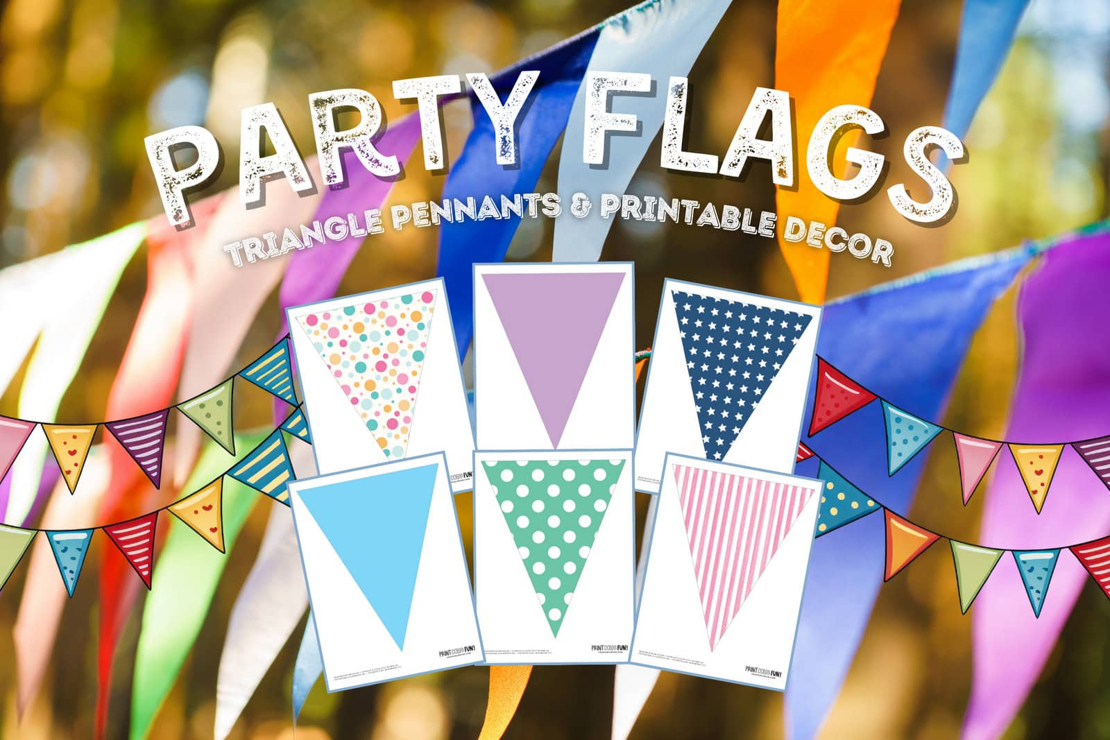 Free Triangle Flag Clipart &amp;amp; Pennant Banners: 24 Printable Designs with Free Blank Flag Template Printable
