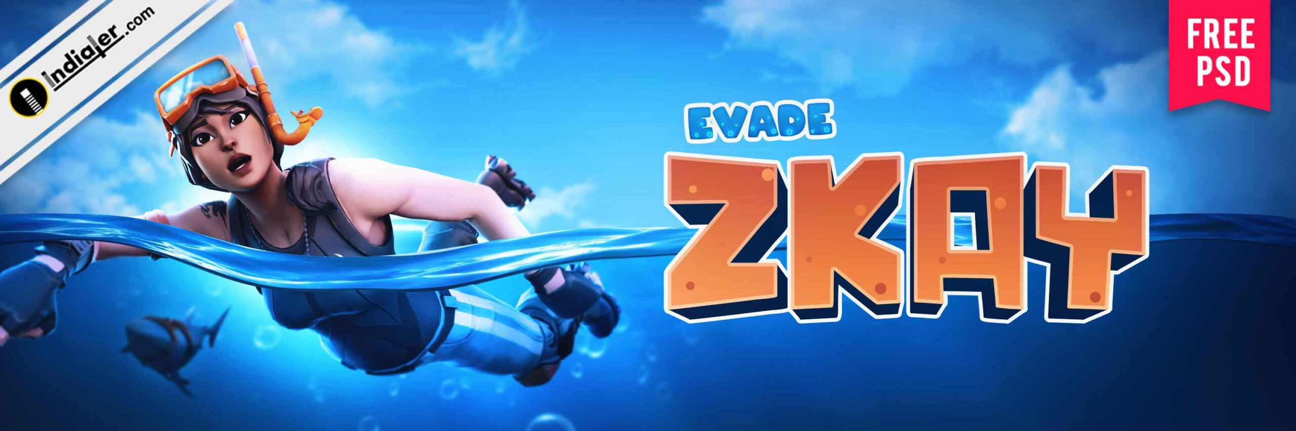 Free Underwater Fortnite Game Cover Banner Psd Template - Indiater intended for Free Fortnite Banner Template