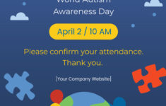 Free World Autism Awareness Day Invitation Card Template To Edit with Free Printable Autism Awareness Cards