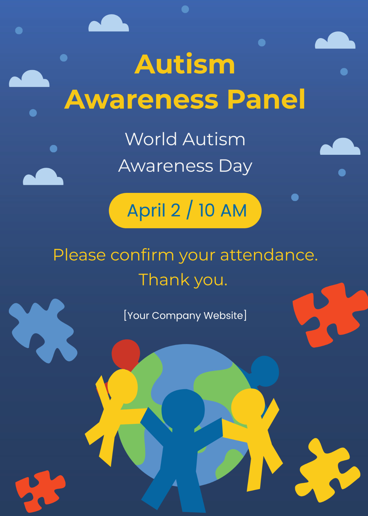 Free World Autism Awareness Day Invitation Card Template To Edit with Free Printable Autism Awareness Cards