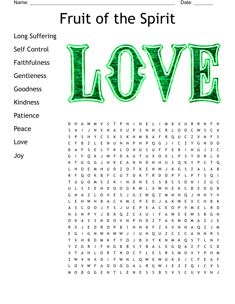 Fruit Of The Spirit Word Search - Wordmint with Free Printable Fruit of the Spirit Word Search