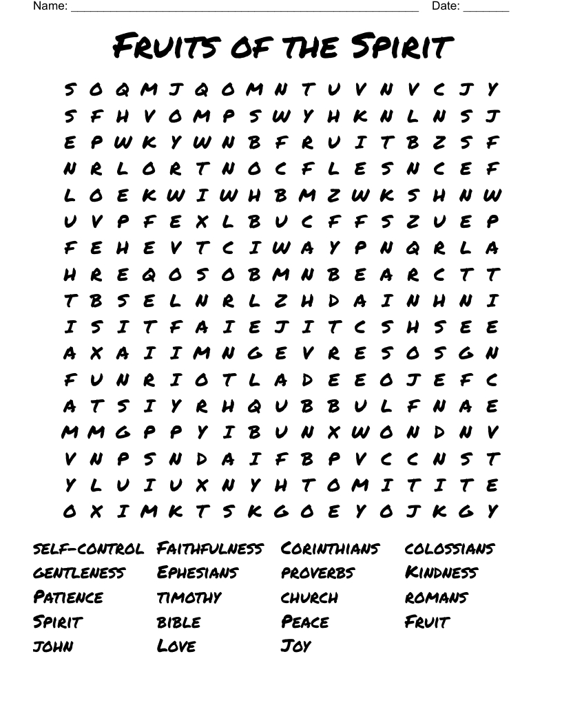 Fruits Of The Spirit Word Search - Wordmint inside Free Printable Fruit of the Spirit Word Search