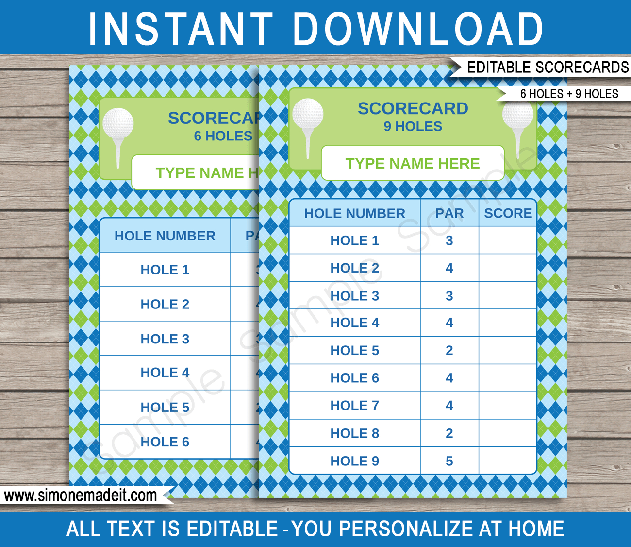 Golf Scorecards Template - Blue/Green regarding Free Printable Golf Scorecards