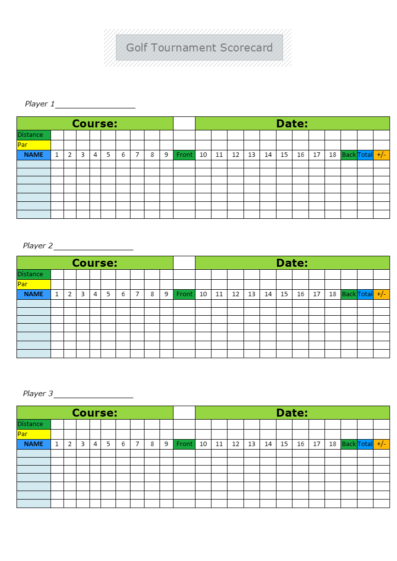 Golf Tournament Scorecard Template | Mydraw in Free Printable Golf Scorecards