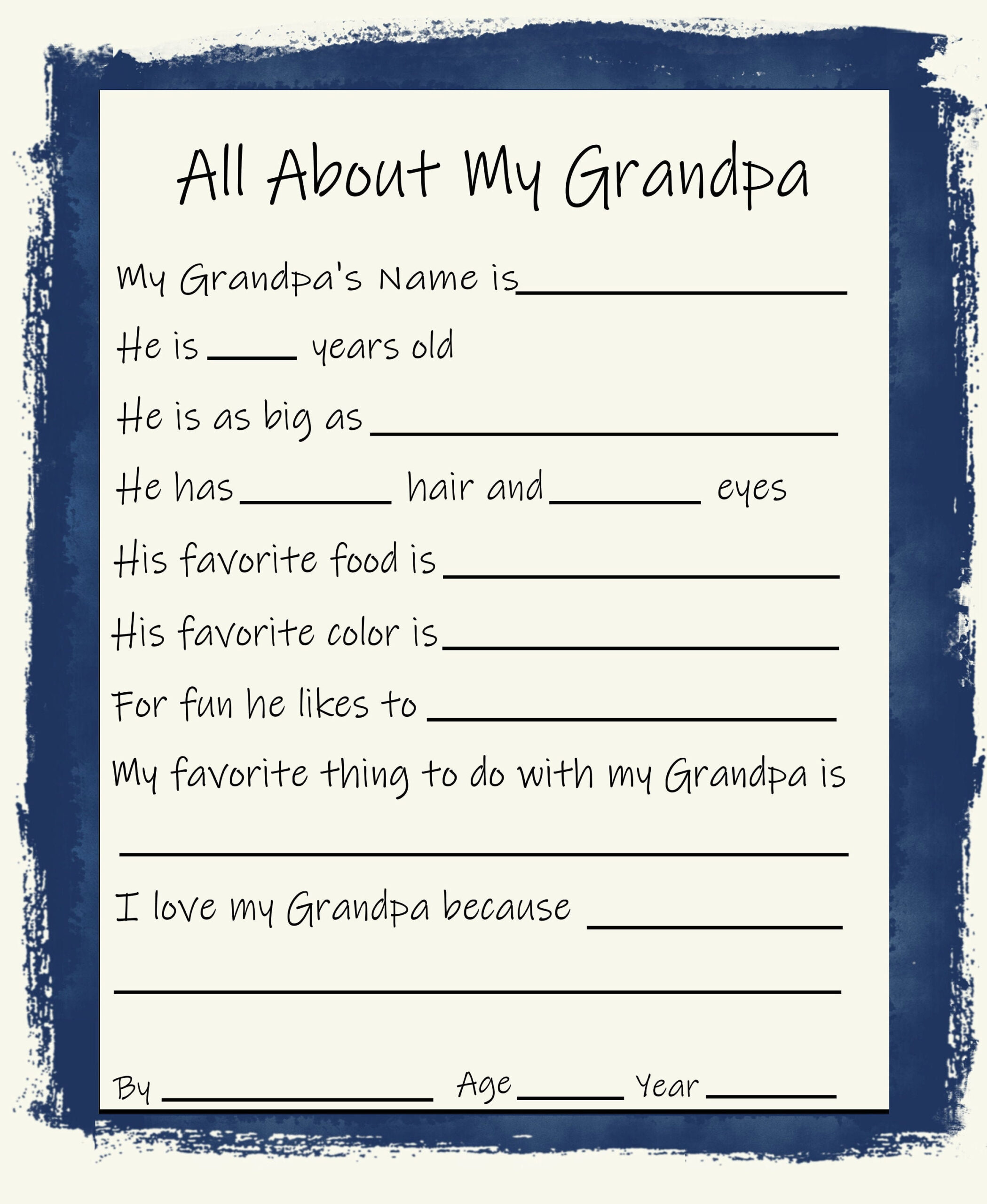 Grandpa, Father&amp;#039;S Day, All About My Grandpa, Father&amp;#039;S Day inside All About My Grandpa Free Printable