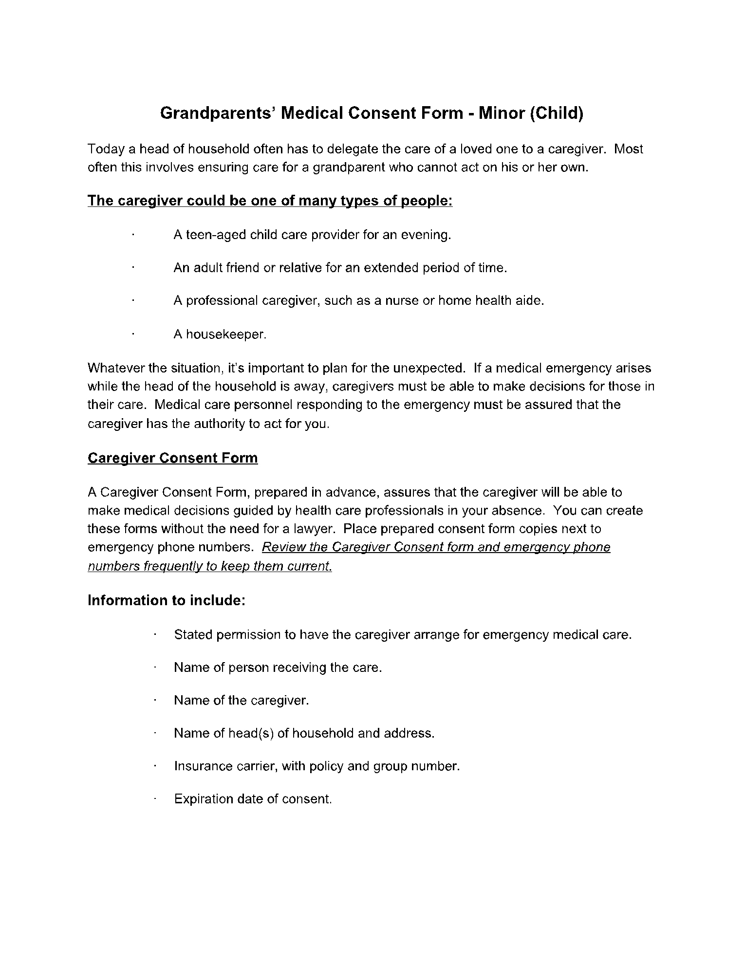 Grandparents&amp;#039; Medical Consent Form Template | Cocosign for Free Printable Medical Consent Form For Grandparents