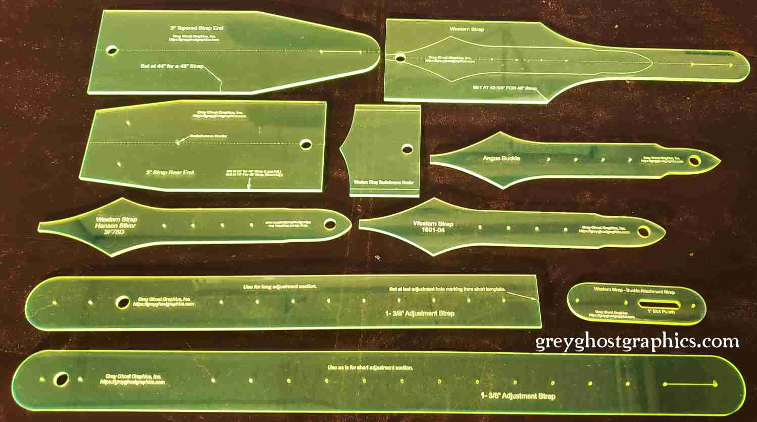 Guitar Strap Template Complete Set, 2 Popular Styles! throughout Printable Leather Guitar Strap Pattern