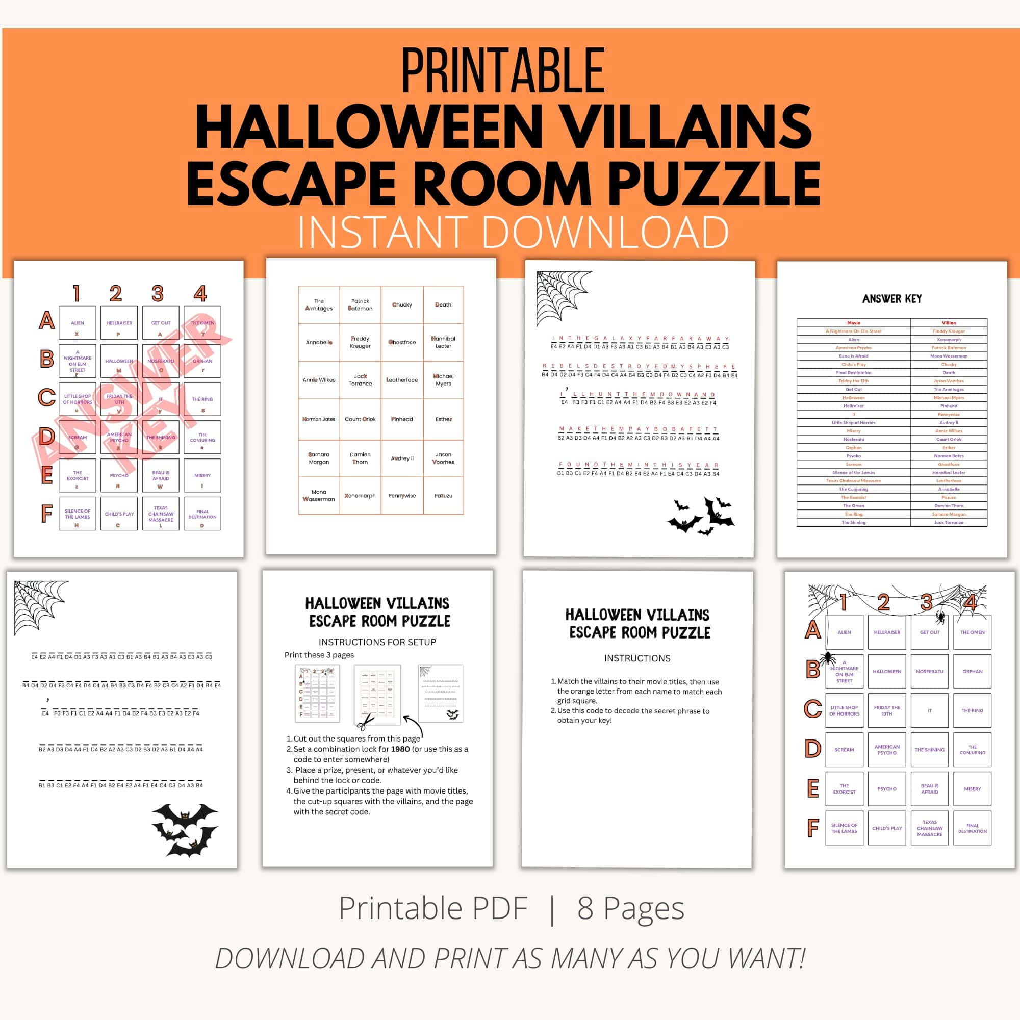 Halloween Villains Escape Room Puzzle - A Spooky Printable Adventure intended for Free Printable Escape Room Puzzles