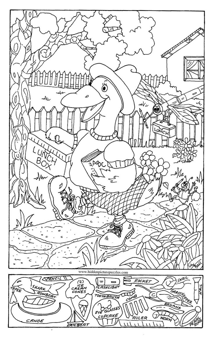 Hidden Pictures Page - Print Your Hidden Pictures Duck School Page in Free Printable Hidden Pictures