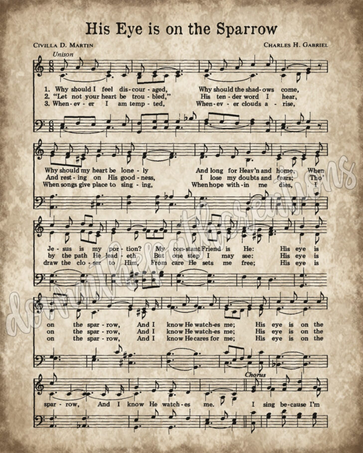 His Eye Is On the Sparrow Free Printable Sheet Music