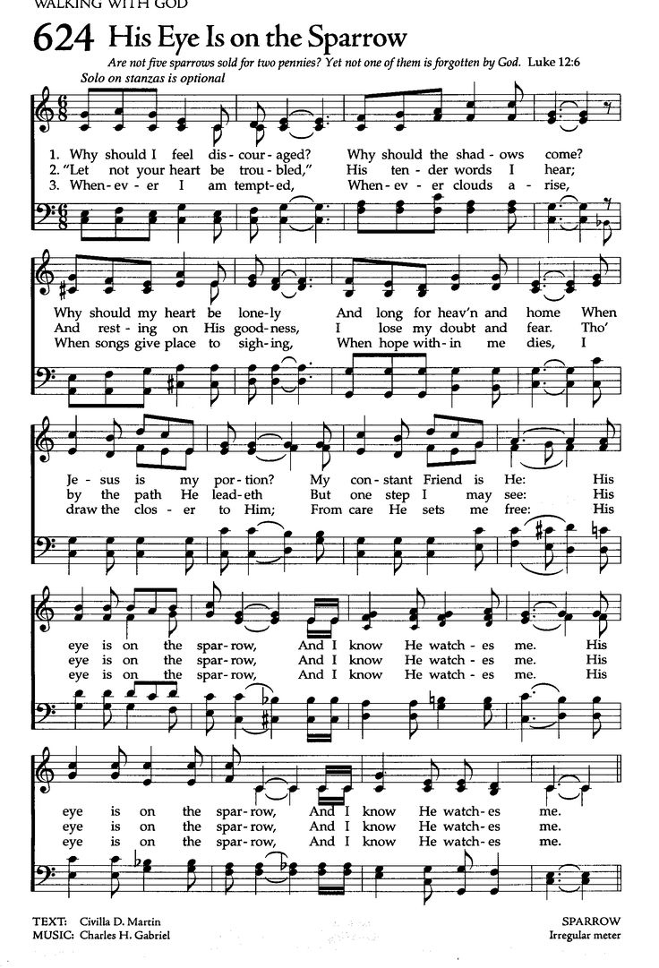 His Eye Is On The Sparrow. with regard to His Eye Is On the Sparrow Free Printable Sheet Music